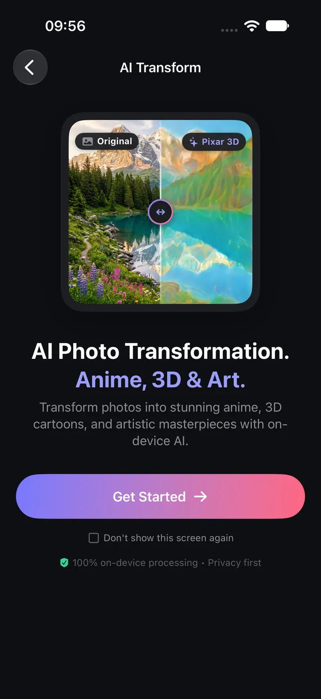 Transformasi AI di OptiPixel menampilkan foto yang diubah jadi lukisan