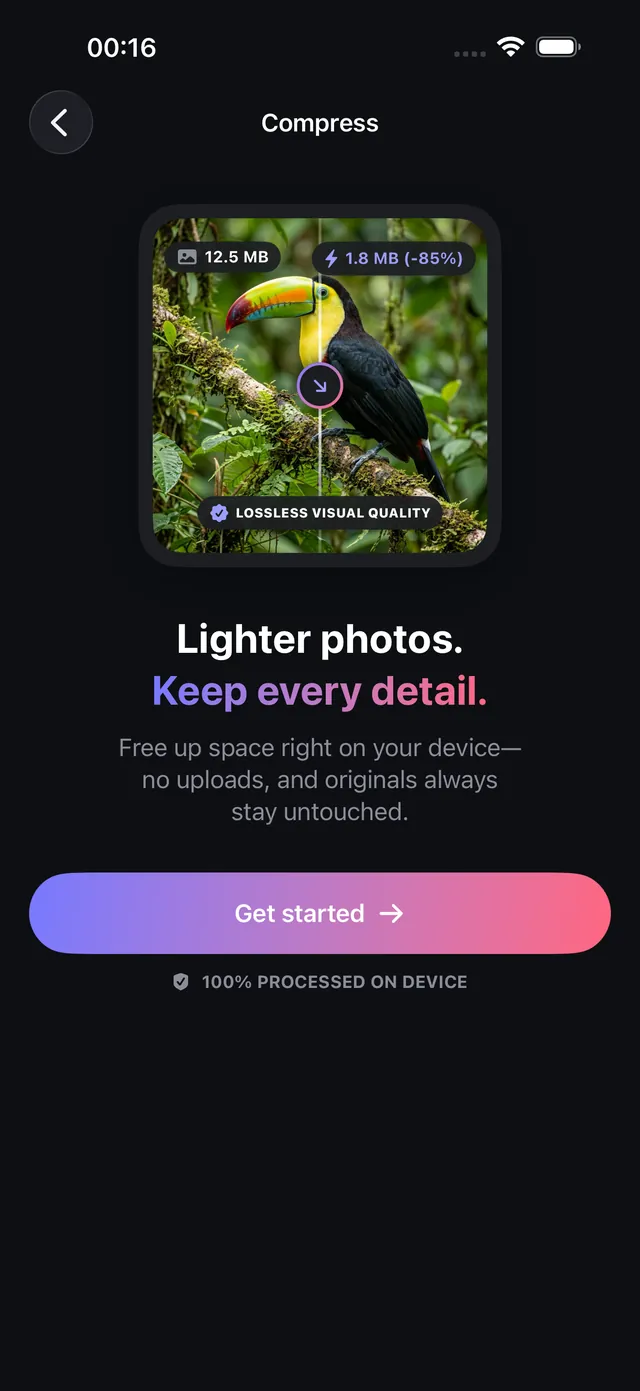 OptiPixel Compress for photos on iPhone